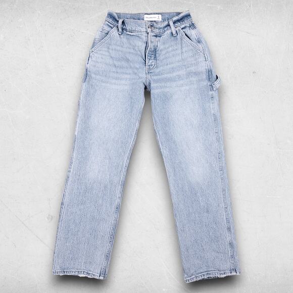 Abercrombie & Fitch Jeans Women 25/0s Light Wash Carpenter Button Fly Casual Y2K - Picture 1 of 11